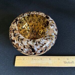 Art Glass Murano style vase/bowl/votive holder, Tortoise Leopard Motif